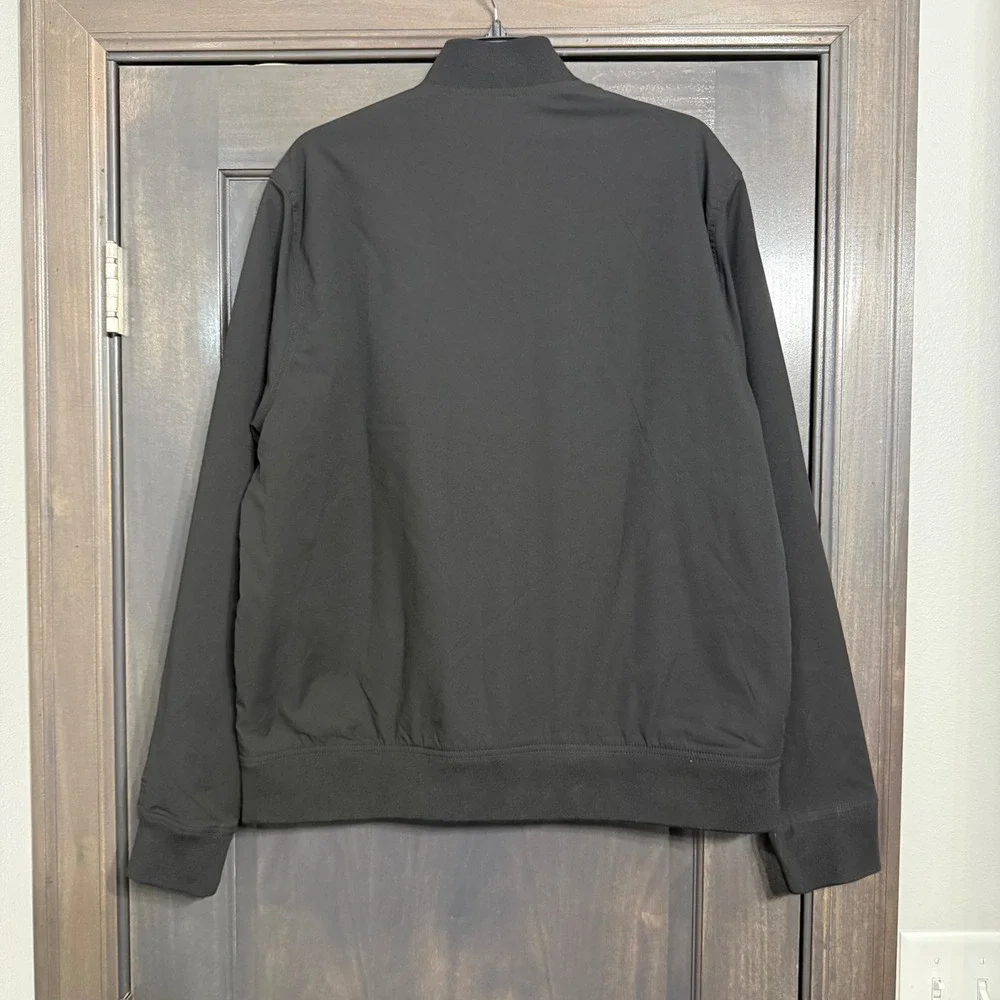 Banana Republic Mens Black Full Zip Bomber Jacket Large L Ribbed Trim Lined
